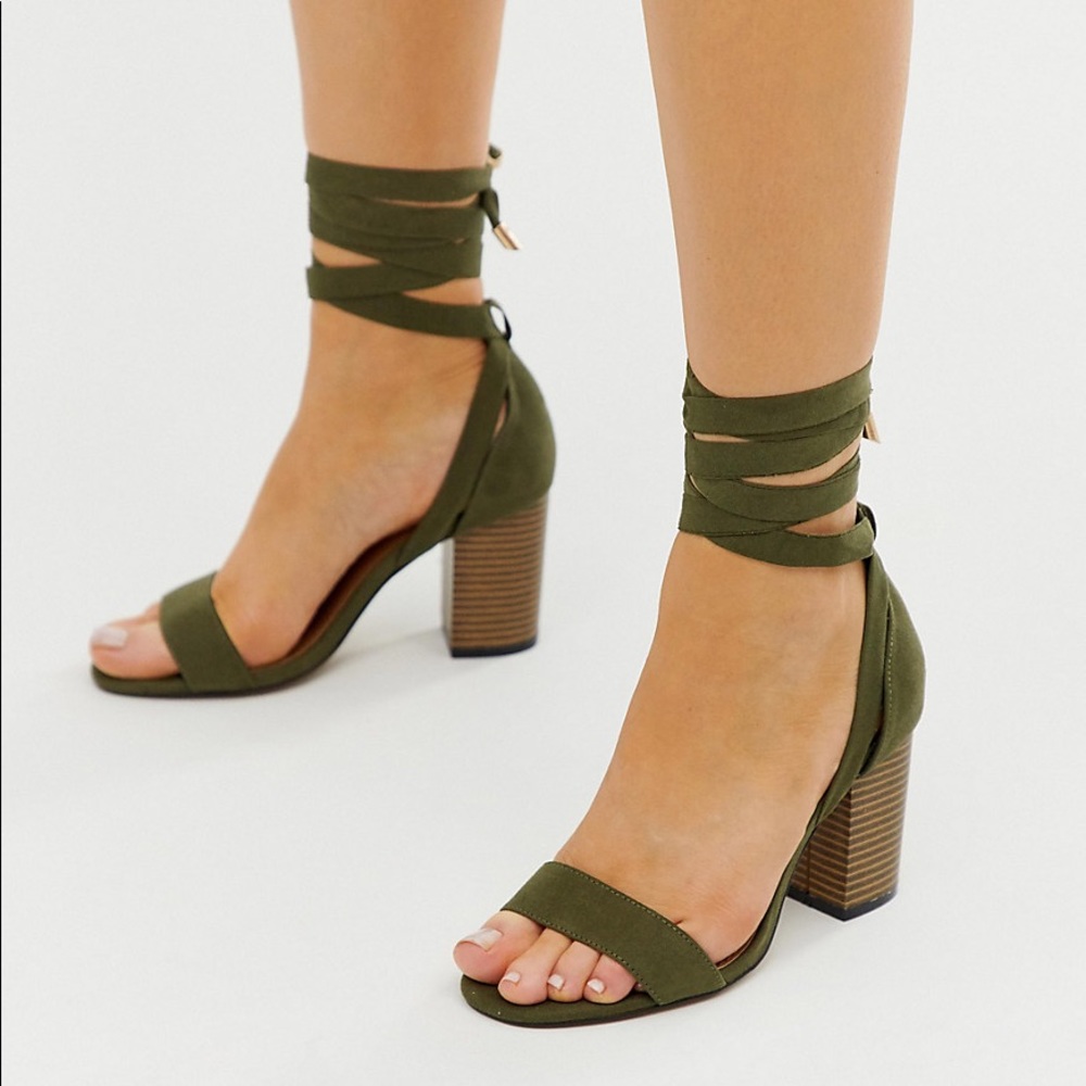 ASOS Strappy Wrap Around Tie Block Heel